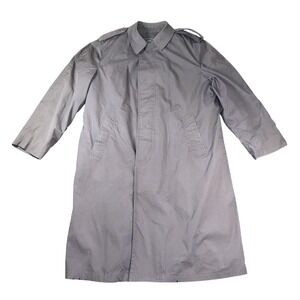 Vintage US Military All Weather Coat Mens 42R Black Overcoat Zip-Out Liner 80s